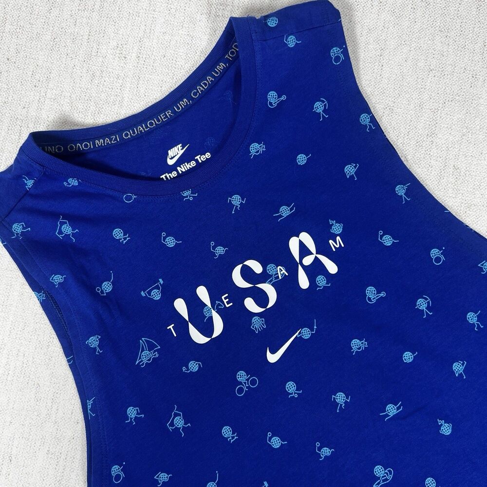 Nike Team USA Tank Top Tennis Blue Sleeveless Athletic Olympic Training Men XL